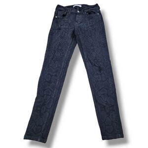 Zara Jeans Size 4 26x27.5 Skinny Jeans Stretch Ankle Distressed Snakeskin Print